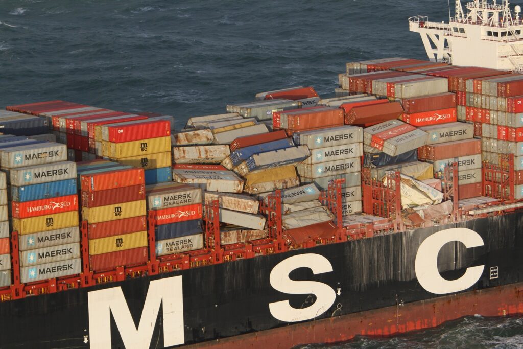 Containerschip MSC (Fotocredits: Kustwacht Nederland)